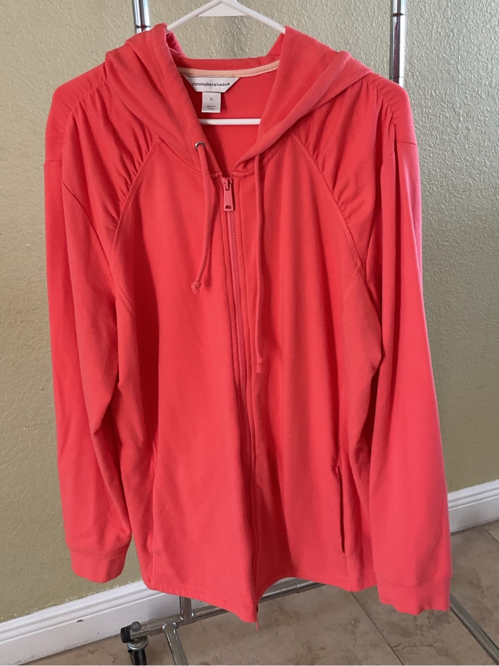 Christopher & Banks zip-up hooded jacket - Coral Pink